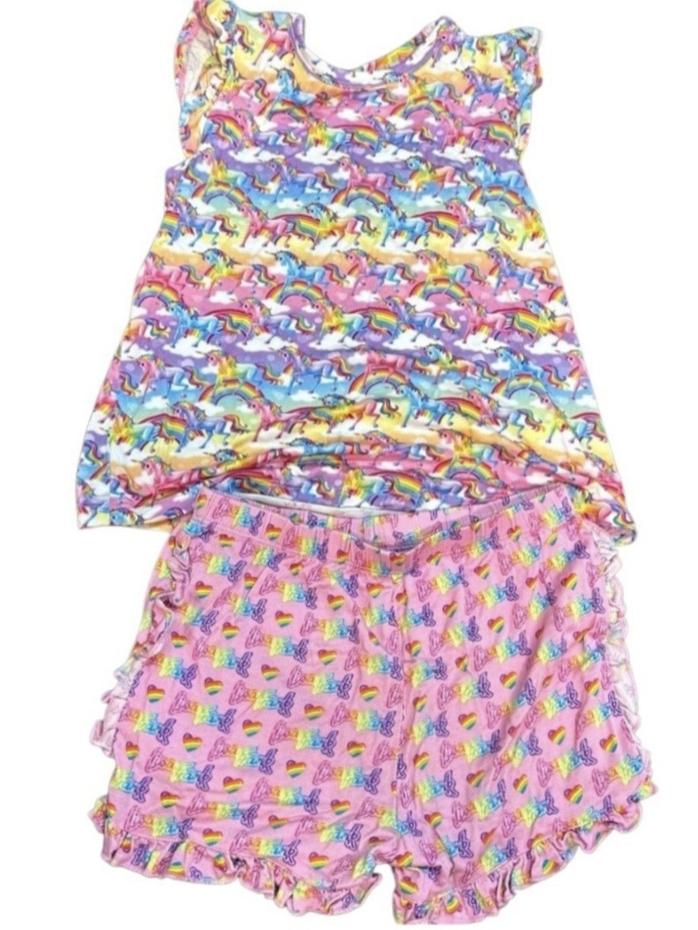 Posh Peanut Lisa Frank Magic Markie Ruffled Shorts & Top 3T/4T EUC